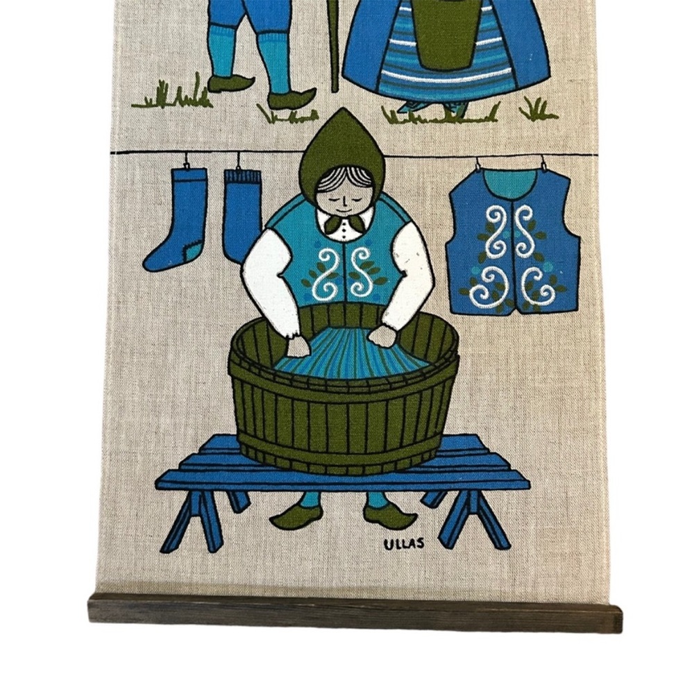 Vintage Mid-Century Swedish Scandinavian Folk Art Textile Wall Hanging by Ullas - Picture 5 of 8